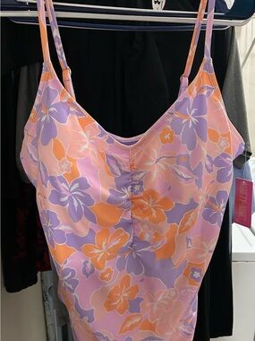 Floral Bathing Suit in Lavender & Peach(juniors 3X)